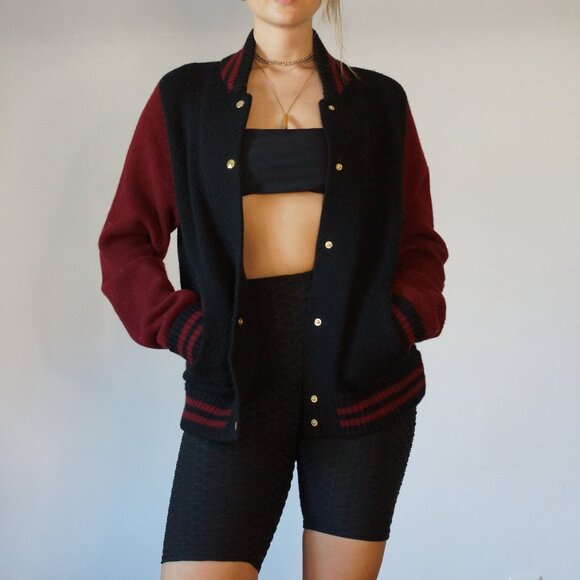 NWT Marc Jacobs Women's Varsity Cashmere Blend Bomber Sweater, Sz Small - Picture 5 of 14